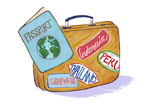 suitcase with passport